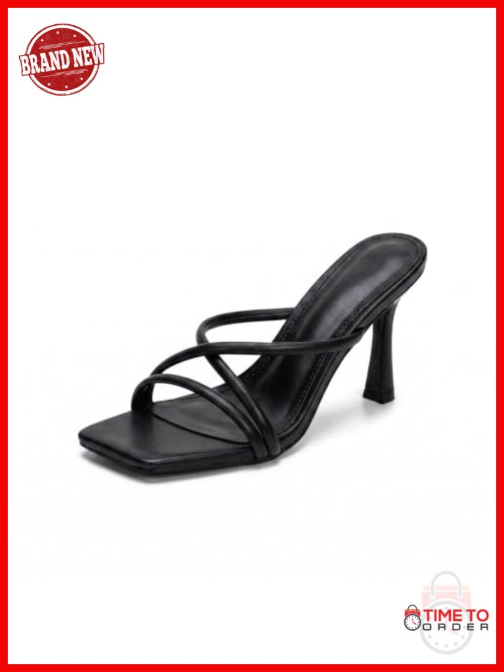 Square Toe Slip On Kitten Heel Mules Heeled Sandals